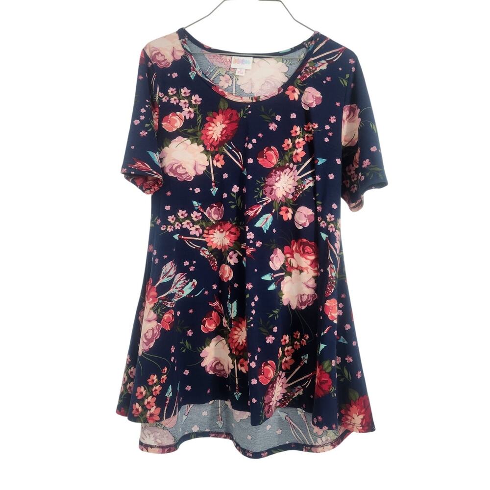 Lularoe Floral Print Short Sleeve Top Womens Size Small S